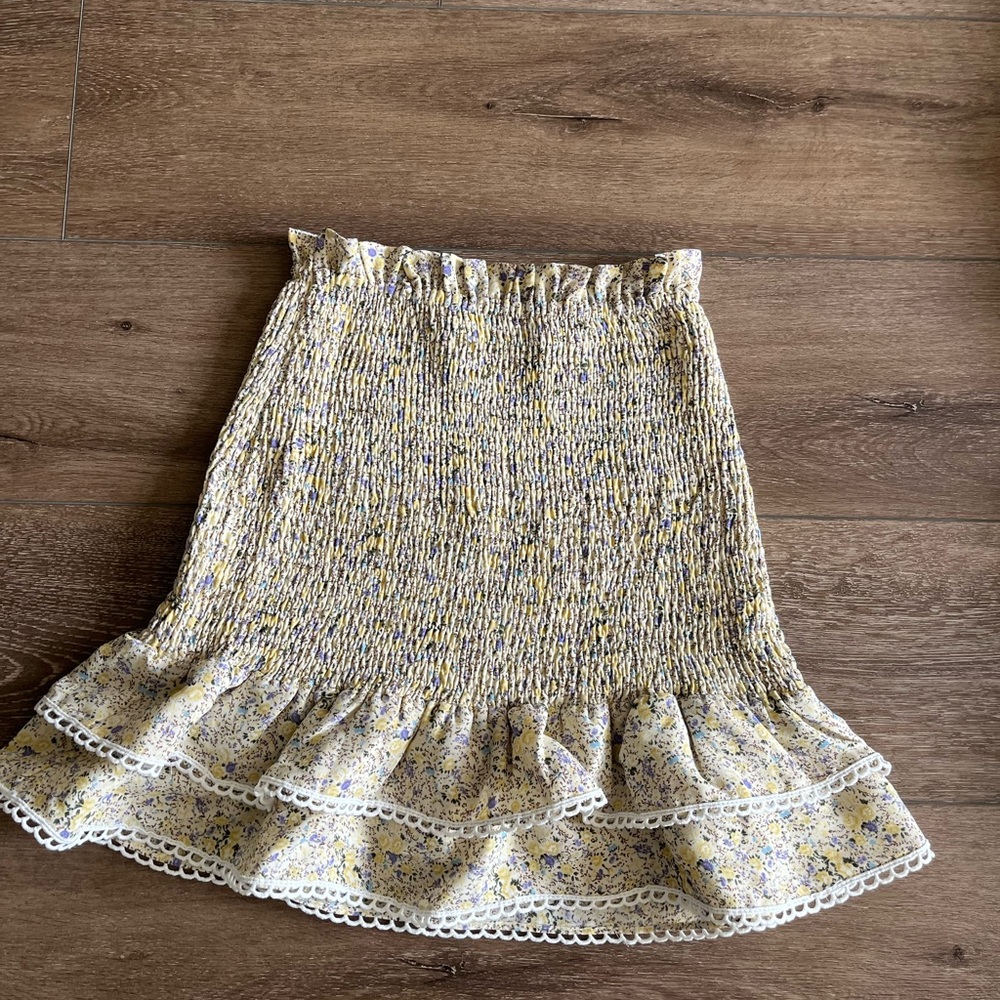 Lulu's Yellow and White Floral Mini Skirt